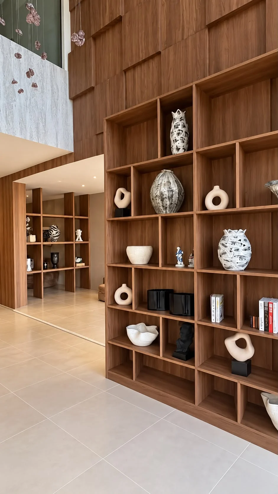 The library and interior details at the Galali office